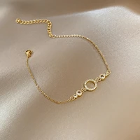 korean geometric zircon bracelet for women fashion circle butterfly charm titanium steel chain bangle girl elegant party jewelry