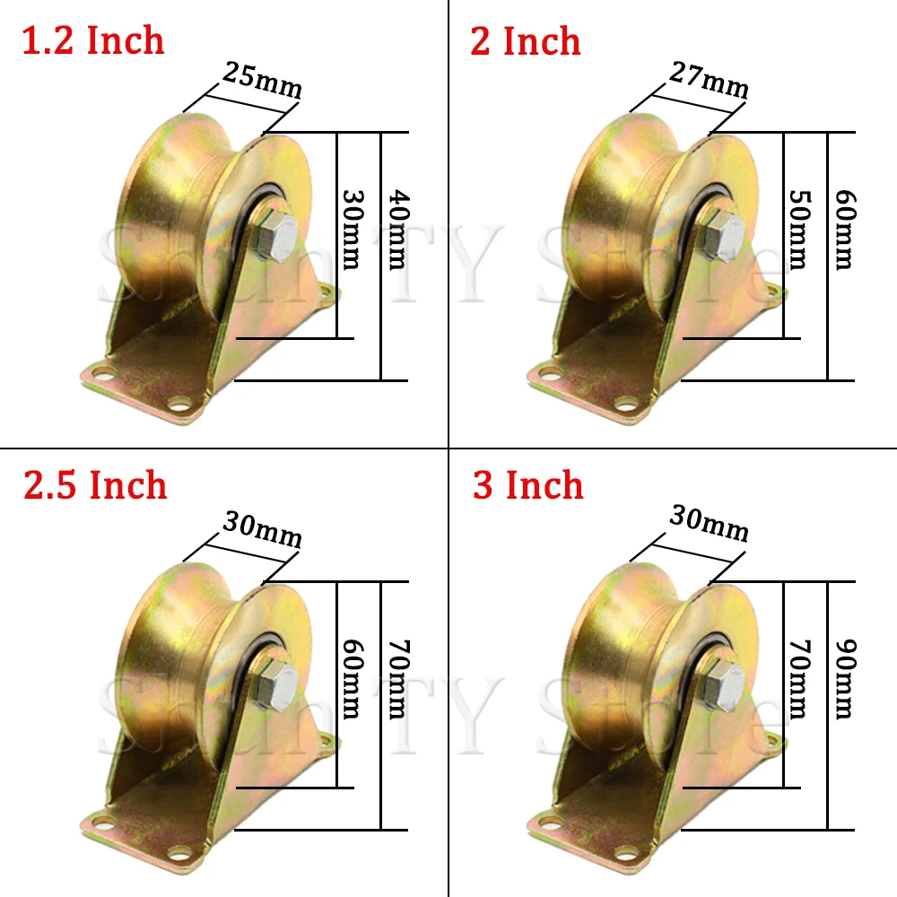 1/2/4 Pcs 2&quot Steel U-Groove Wheel Heavy Duty Rigid Caster Max Loading Capacity 551 lbs For Inverted Track Sliding Gate Industria |