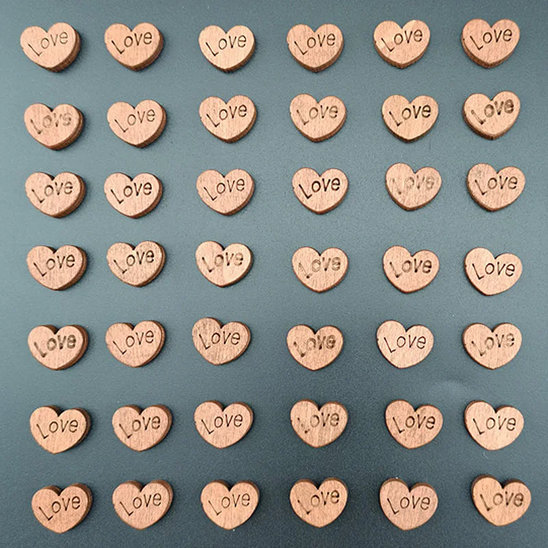 

100pcs/pack Love Buttons Children's Patch Puzzle Wooden Buttons DIY Handmade Accessories Non-porous Heart-shaped Stickers