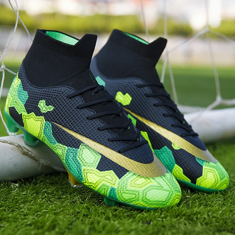 Outdoor Men Ultralight Soccer Shoes TF/FG Football Boots High Ankle Kids Non-Slip Cleats Training Sport Futsal Sneakers Size 45