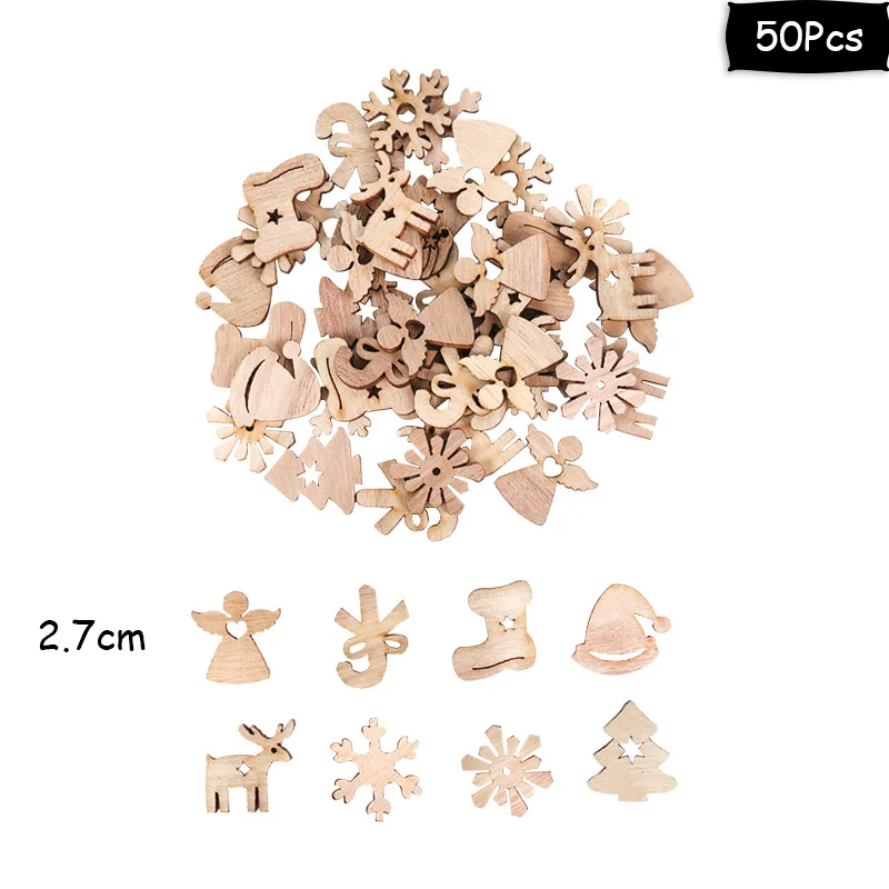 50pcs wooden decor Natal Merry Christmas Висячие белые снежные фольга Swirl баннер гирлянда Рождественские украшения для дома новогодние вечерние Navidad Kerst - Цвет: 50pcs wooden decor