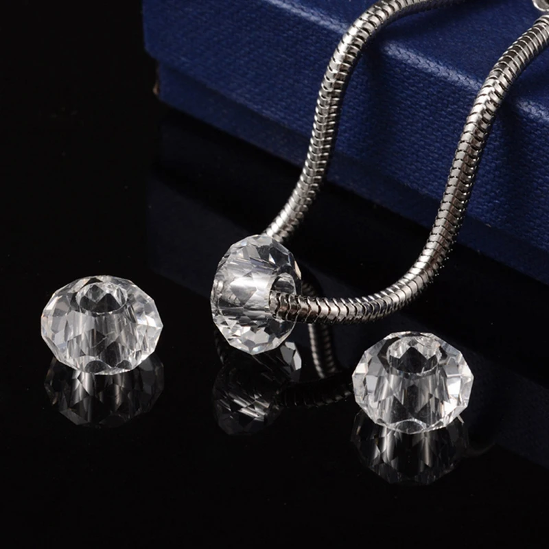

Transparent 14mm Glass Beads Crystal Faceted Beads Bracelet Beaded Material Diy Jewelry Accessories Wheel Flat Beads