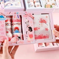 skysonic 10pcs washi tape10pcs stickers adhesive masking tapes set decorative sticker cherry blossoms scrapbook tape gift sets