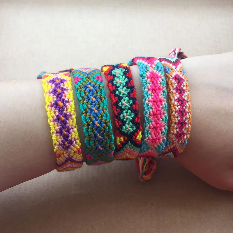 

1pc Colorful Friendship Bracelet Charms Handmade Braided Cotton Cord Woven Women Men Beach Bohemian Nepal Ethnic Bracelet