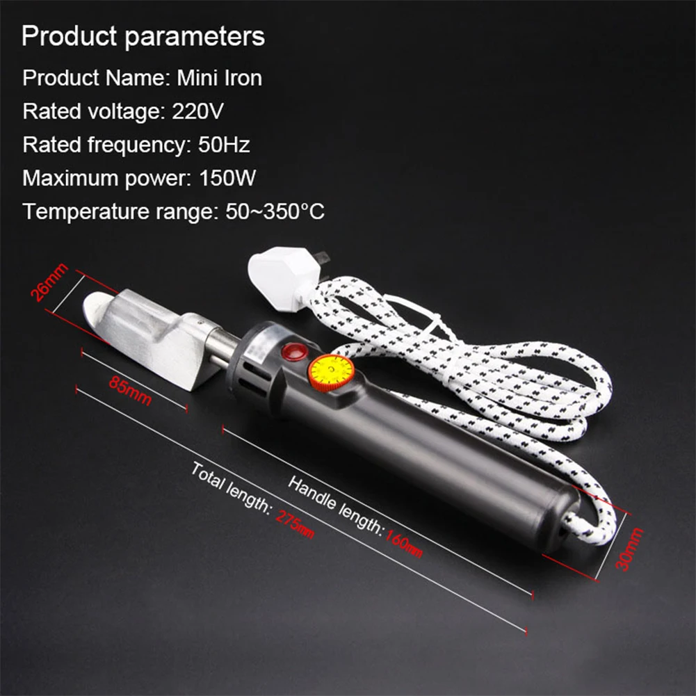 

220V 150W 50-350C degree adjustable mini electric iron for leather clothes 87mmX27mm
