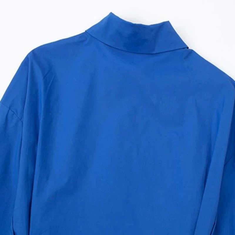 

SISPELL Ruched Solid Color Shirt For Women Lapel Collar Long Sleeves Casual Elegant Korean Shirts Female 2021 Spring Fashion New