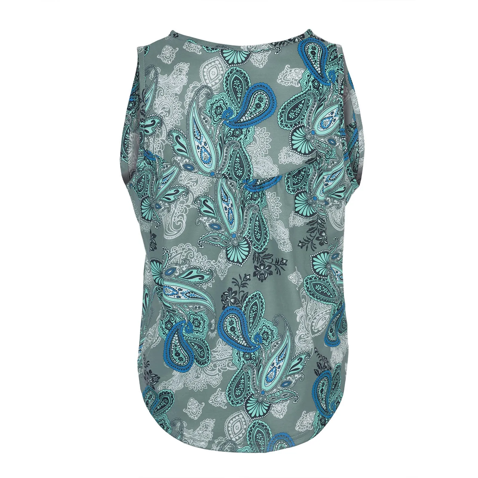 

Button Blouse Decoration Strap Fashion Women Printed Sleeveless Tops Button Pleated Casual Pullover Vest harajuku