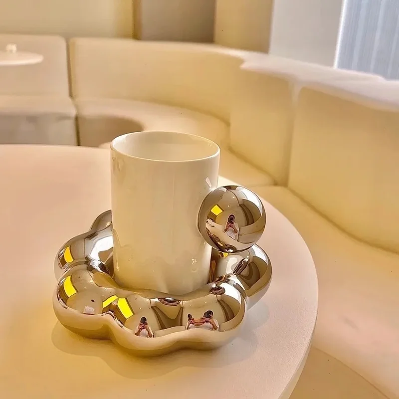 

Home Ceramic Mug Creative Shape Breakfast Coffee Cup Couple Milk Cup 280ml Coffee Mug Living Room Decoration Dining Tableware