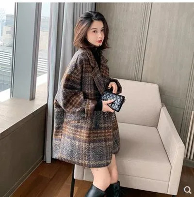 Зимние женские пальто осень и зима 2019 Новая женская длинная куртка в клетку