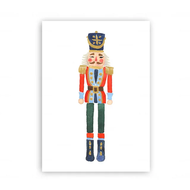 Картина на холсте акварельные гайкеры принты балерины солдаты Рождество