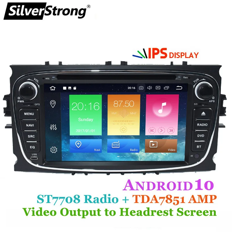 Автомобильный DVD SilverStrong 7 дюймов CarPlay 2Din Focus 2 Android10.0 для Ford FOCUS2 Galaxy Mondeo gps радио