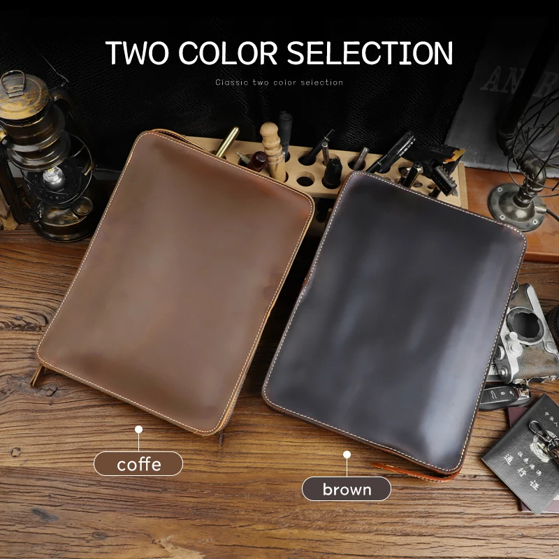 Handmade Genuine Leather Men's Briefcase 13.5'' Laptop Business Shoulder Bag Messenger Bags For Male