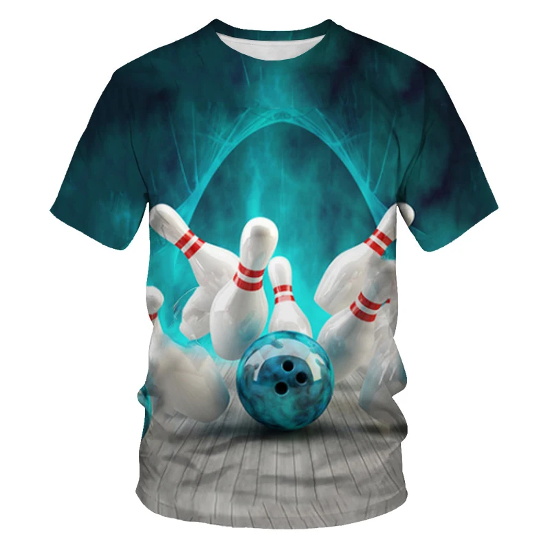 

Entertainment and leisure bowling 3D printing men's short-sleeved T-shirt family parent-child fashion O-neck summer t-shirt men