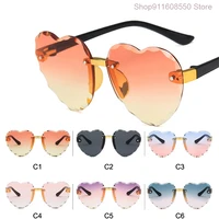 gozlugu childrens heart shaped frameless sunglasses thin metal frame uv protection sunglasses for beach holiday festival