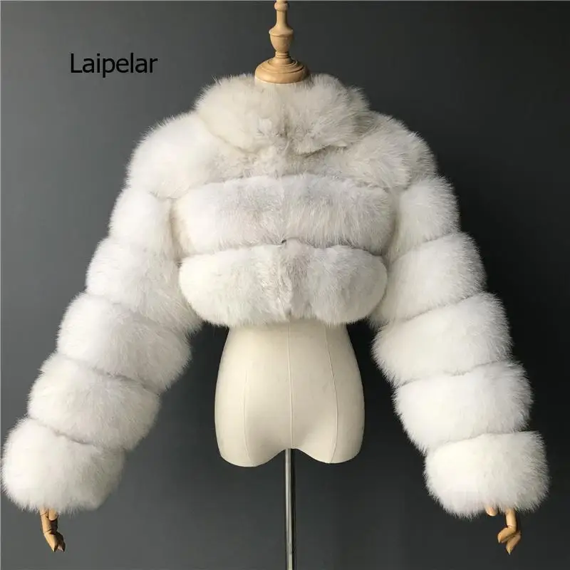 Роскошное толстое пальто из лисьего меха женская зимняя короткая стильная