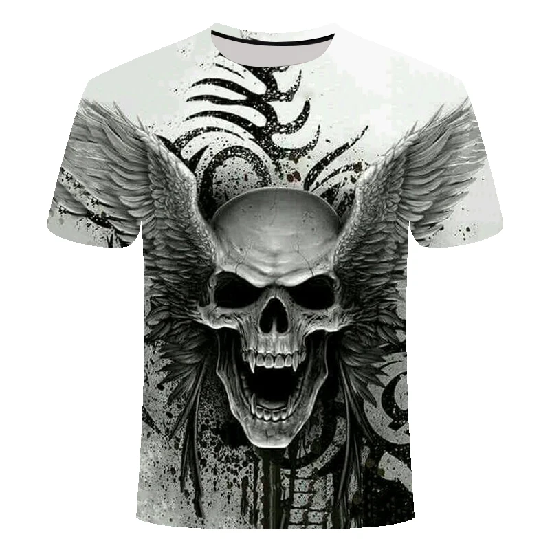 

2021 summer new design T-shirt male/female heavy metal death skull 3D printing T-shirt casual Harajuku style T-shirt streetwear