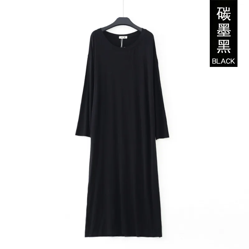 

New Style Modal Nightdress for Spring and Summer, Loose and Thin, Long Sleeves, Home Service Solid Color Long Nightdress
