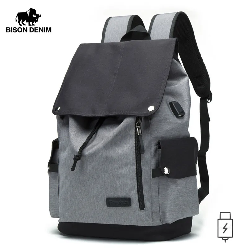 Мужской рюкзак BISON DENIM вместительный водонепроницаемый для ноутбука 15 дюймов с