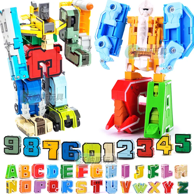 

English Letter City Creative Building Blocks Sets Figures Transformation Number Robot Deformation Friends Creator Toys