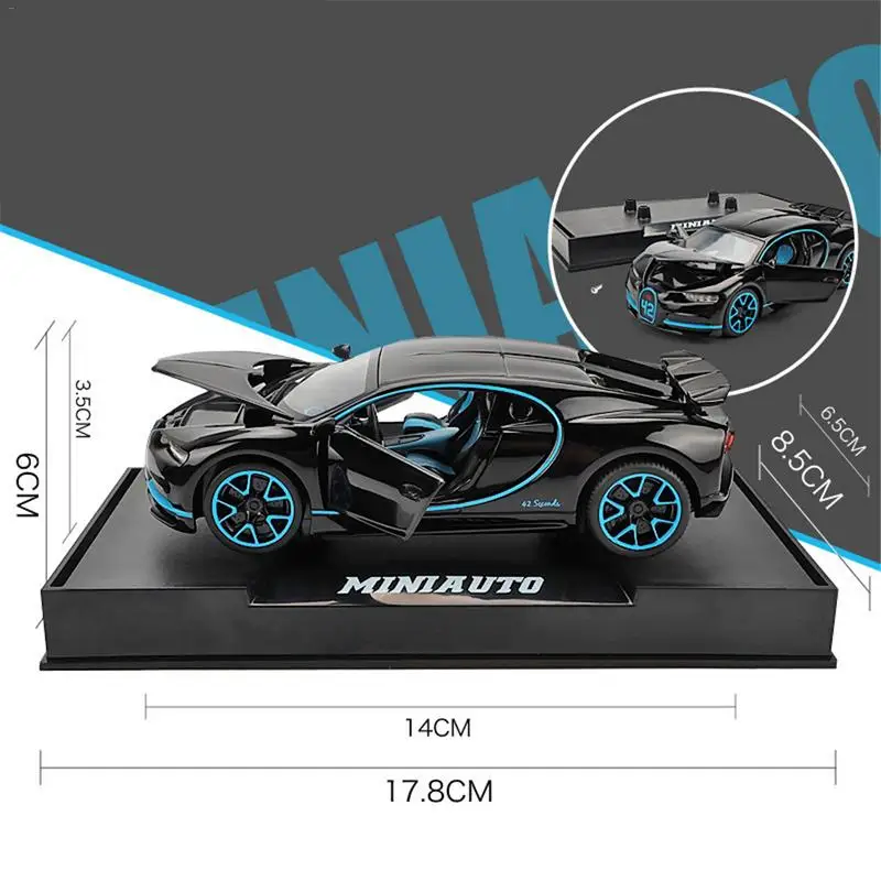 

For 1:32 New Bugatti Alloy Model Sound And Light Pull Back Toy Car With Base Children Birthday Gift