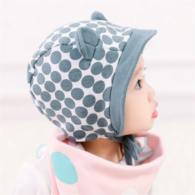 Детские вязаные шапочки в горошек для новорожденных мальчиков и девочек