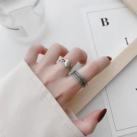 fmily minimalist 925 sterling silver personalized letter love ring retro fashion wild hip hop punk jewelry for girlfriend gifts