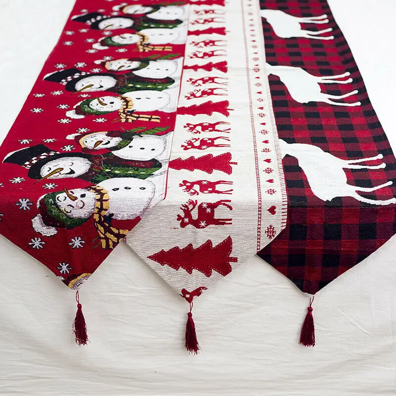 

Christmas Table Runner Flag Home Decoration Embroidered Xmas Table Decor Christmas Decorations for Home