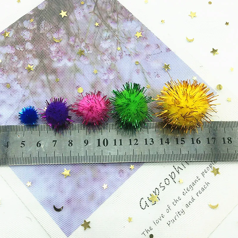 100 шт./лот Блестящий помпон шарик из меха плюшевый смешанные цвета творческий