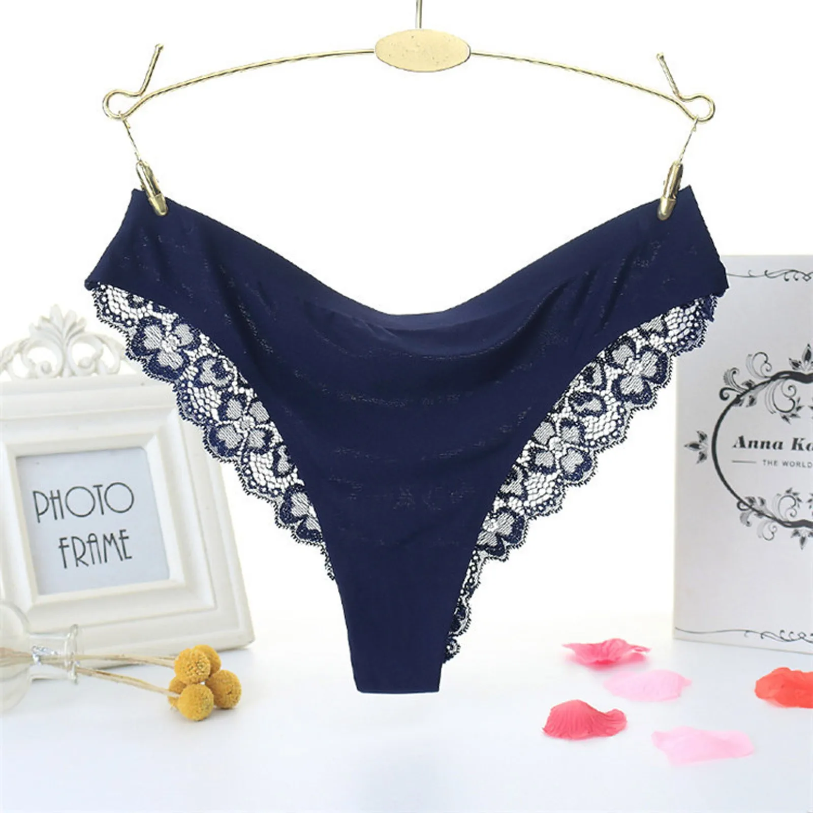 

7PC Panties Women Sexy Embroidery Lace Underpants Sexy Low-waist Breathable Soft Briefs Thong G-String Lingerie Underwear #40