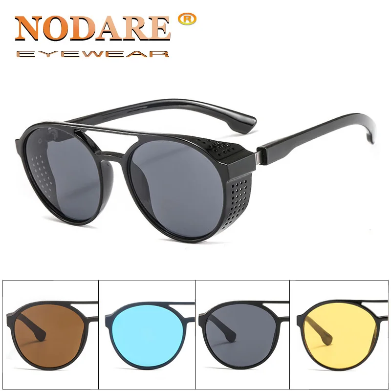 Новые модные солнцезащитные очки в стиле стимпанк для женщин и мужчин ретро с