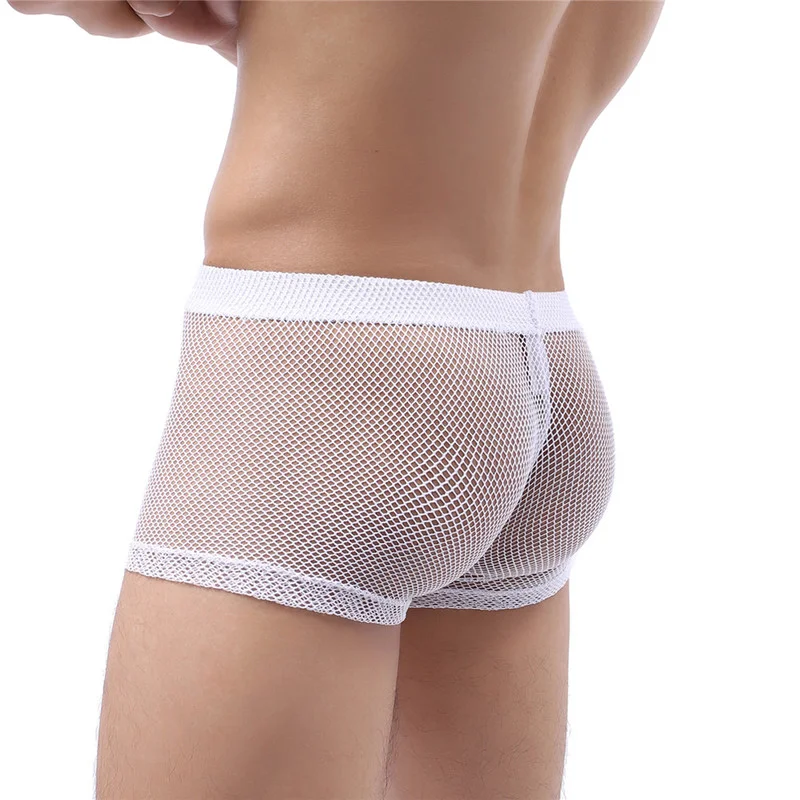 Женские сексуальные сетчатые мужские трусы ажурные боксеры прозрачное