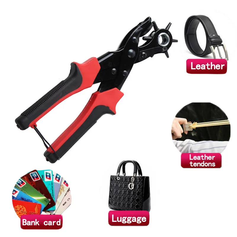 Многофункциональный дырокол для ремня 6 отверстий Вращающийся Кожаный ремней