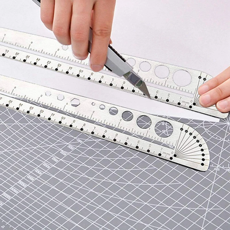 

2 Pieces Multifunctional Scale Ruler EDC Map Landmark Measuring Tool Outdoor Life-Saving Emergency Tool for Designers