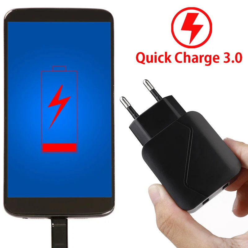 Quick Charge 3.0 18W LED Light Dual USB Charger 5V 2.1A Wall Adapter Mobile Phone Micro Data Charging For iPhone iPad Samsung | Мобильные