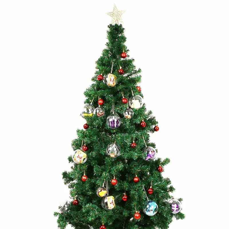 10Pc Christmas Transparent Ball Plastic Christmas Trees Open Ball Box Bauble Ornament Wedding Gift Present Party Home Decoration images - 6