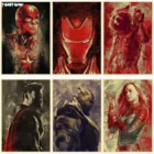 Винтажный постер из крафт-бумаги, Супергерой Марвел, Железный человек, танос, Тор, Капитан Америка, семья, Настенная Наклейка на стену A218, настенное искусство в кафе
