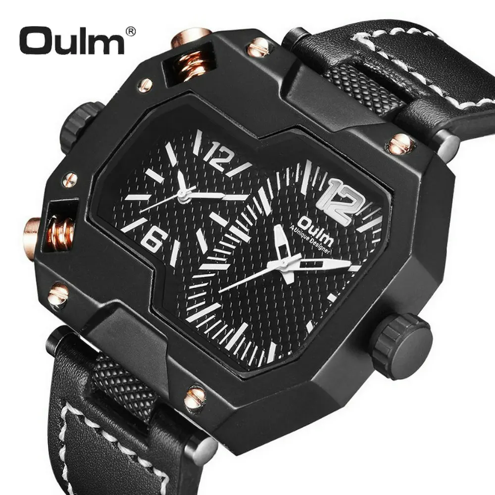OULM Модные Спортивные кварцевые часы для мужчин с двойным дисплеем и часовым