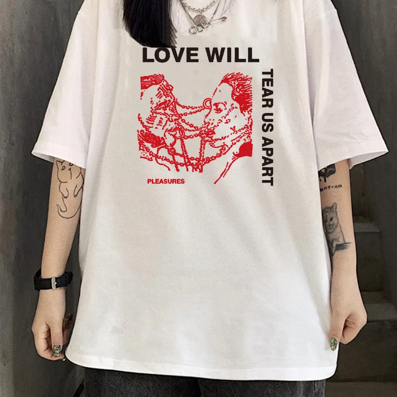 Женская готическая Футболка с принтом Love Will Tear Us черная хипстерская футболка