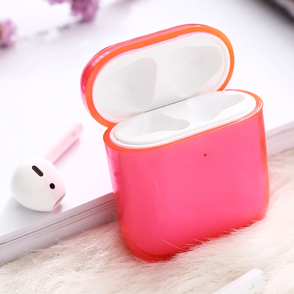 Чехол Funda чехлы с зарядным боксом для Airpods 1 2 цветной прозрачный защитный чехол
