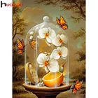 Алмазная живопись Huacan, полное сверление, цветок орхидеи, 5d мозаика сделай сам, вышивка, Цветочная бабочка, декор для комнаты