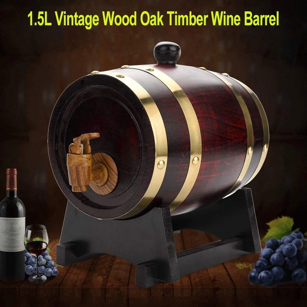 

1.5/3L Wooden Wine Barrel Oak Beer Brewing Equipment Mini Keg Toast Flavor For Wine Brandy Whiskey Rum Home Storage Decoration