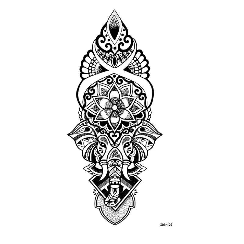 

Elephant Lotus Waterproof Temporary Tattoos Men Tattoo Body Art Tatuajes Temporales Henna tattoo Sleeves Tatoo Sticker