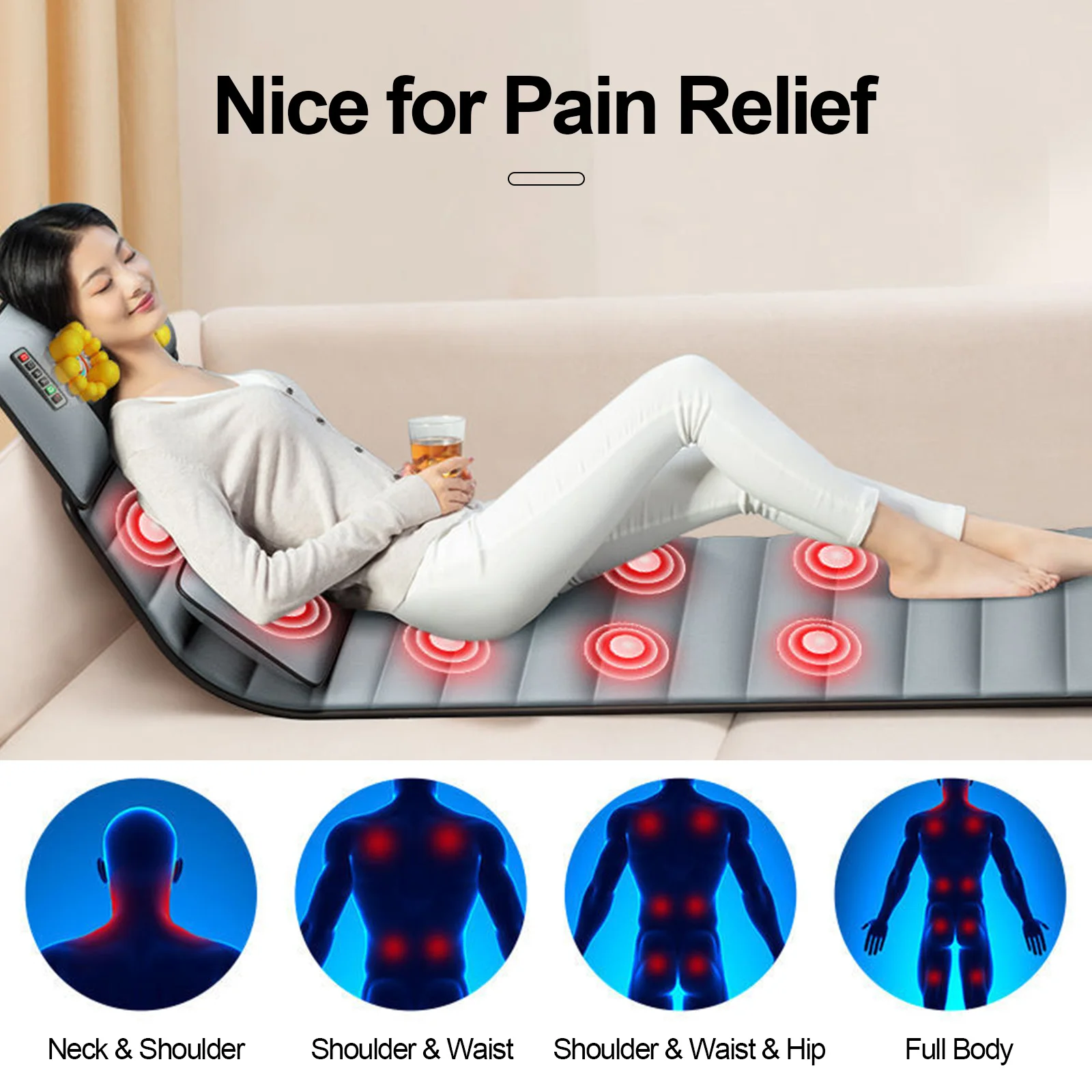 Фото 3 In 1 Massage Mat Heat 9 Modes Adjustable Electric Mattress Full Body Massager Cushion Neck Back Waist Legs Pain Relief 3 In 1 Massage Mat Heat 9 Modes Adjustable Electric Mattress Full Body Massager Cushion Neck Back Waist Legs Pain Relief