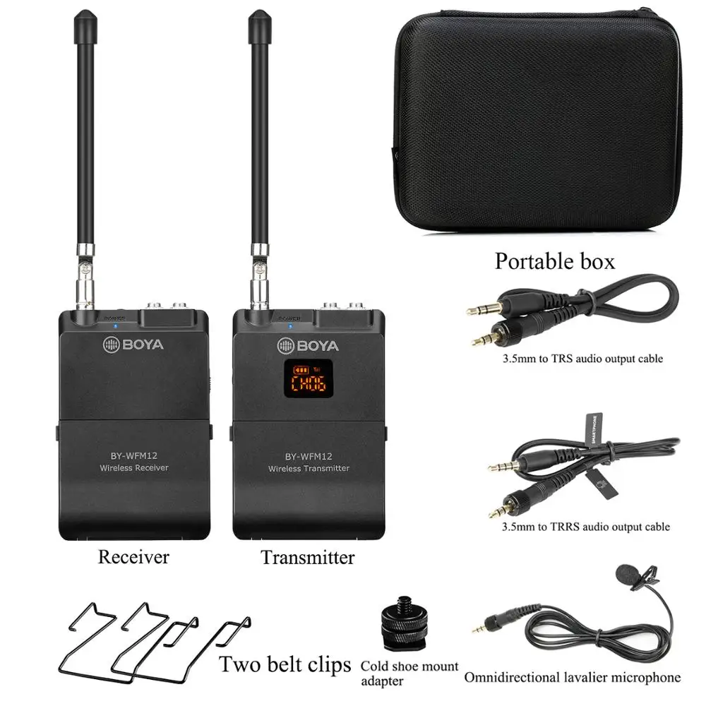 BOYA BY WFM12 VHF Беспроводная микрофонная система для IOS Android смартфонов видео DSLRs