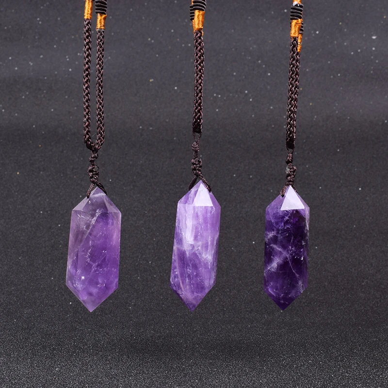 Подвески и ожерелья с лицевым покрытием из натурального аметиста женские модные