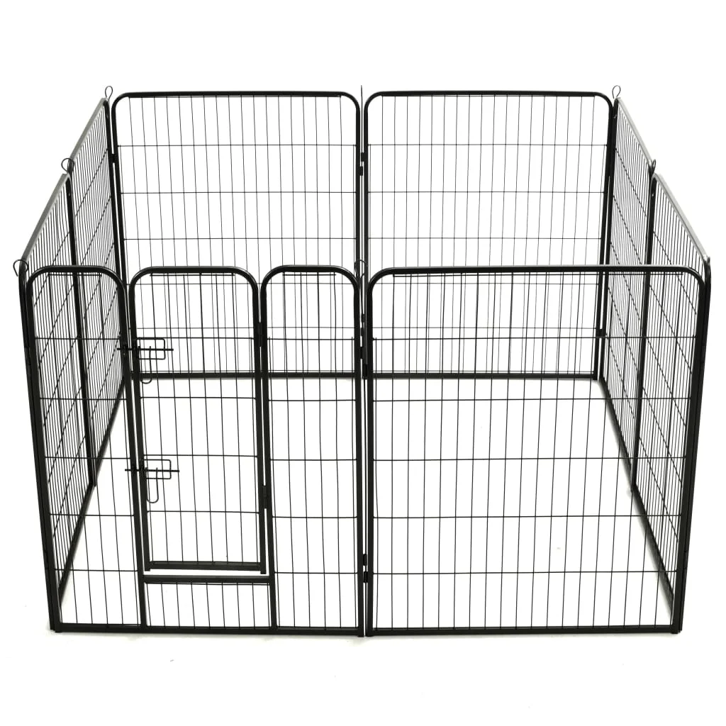 

Dog Playpen 8 Panels Steel 31.5"x39.4" Black