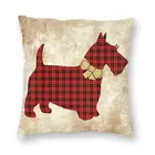 Роскошная наволочка шотландского терьера, домашний декор, шотландская собака, клетчатая подушка с узором