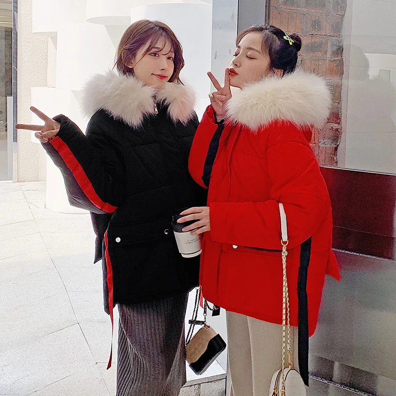 2019 New Autumn Winter Women Hooded Short Down cotton jacket Female Padded Fur Collar Casual Cotton coat cc778 | Женская одежда