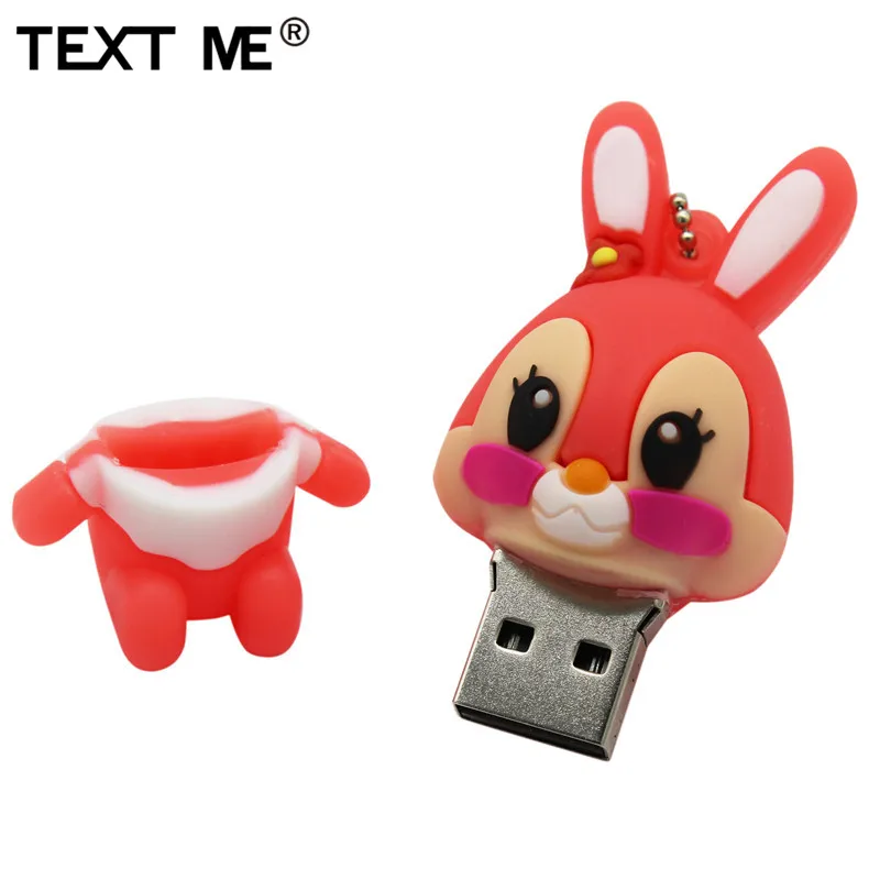 TEXT ME 64 Гб usb флеш-накопитель usb 2,0 4 ГБ 8 ГБ 16 ГБ 32 ГБ флеш-накопитель милый серый розовый модель кролик