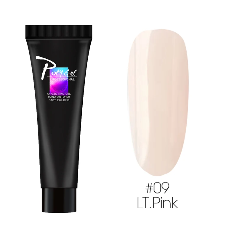09-LT.pink-cr Полигель для ногтей, 9 цветов, клейкие накладные ногти, полигель, кристалл, удлинение УФ-геля, акриловый клей для наращивания ногтей - Цвет: 09-LT.pink-cr